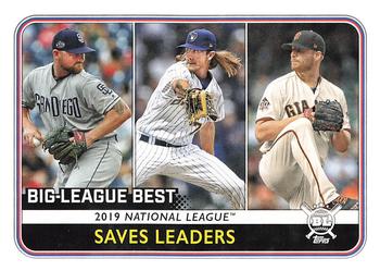 2020 Topps Big League #260 2019 National League Saves Leaders (Kirby Yates / Josh Hader / Will Smith) Front