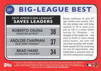 2020 Topps Big League #261 2019 American League Saves Leaders (Roberto Osuna / Aroldis Chapman / Brad Hand) Back