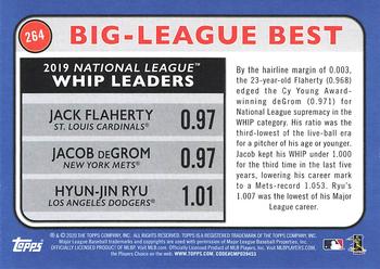 2020 Topps Big League #264 2019 National League WHIP Leaders (Jack Flaherty / Jacob deGrom / Hyun-Jin Ryu) Back