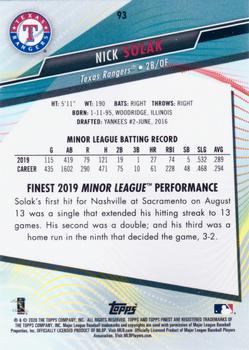 2020 Finest #93 Nick Solak Back