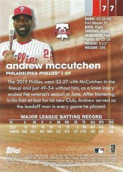 2020 Stadium Club #77 Andrew McCutchen Back
