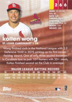 2020 Stadium Club #266 Kolten Wong Back