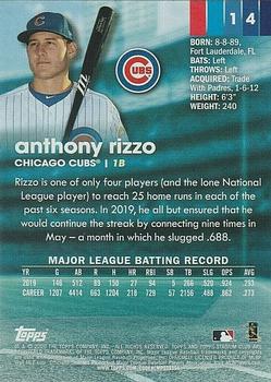 2020 Stadium Club #14 Anthony Rizzo Back