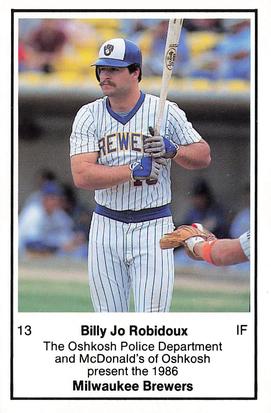 1986 Milwaukee Brewers Police - Oshkosh Police Department and McDonald's of Oshkosh #NNO Billy Jo Robidoux Front