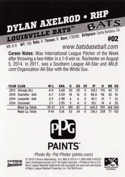 2015 Choice Louisville Bats #02 Dylan Axelrod Back