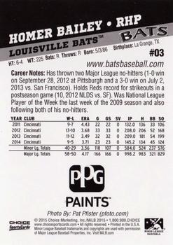 2015 Choice Louisville Bats #03 Homer Bailey Back