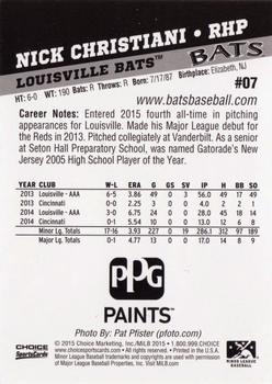 2015 Choice Louisville Bats #07 Nick Christiani Back