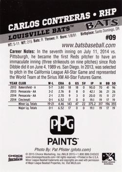 2015 Choice Louisville Bats #09 Carlos Contreras Back