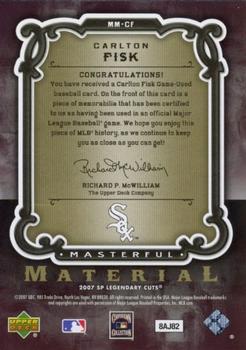 2007 SP Legendary Cuts - Masterful Materials #MM-CF Carlton Fisk Back