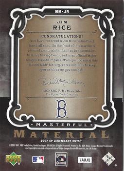 2007 SP Legendary Cuts - Masterful Materials #MM-JR Jim Rice Back