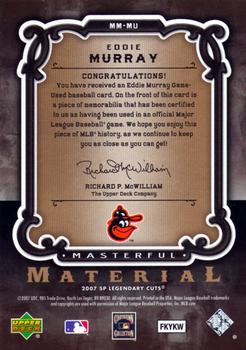 2007 SP Legendary Cuts - Masterful Materials #MM-MU Eddie Murray Back