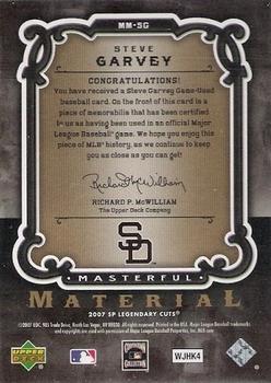 2007 SP Legendary Cuts - Masterful Materials #MM-SG Steve Garvey Back