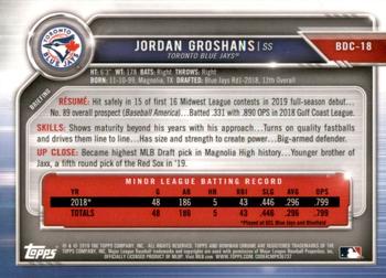 2019 Bowman Draft Sapphire Edition #BDC-18 Jordan Groshans Back