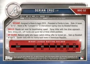 2019 Bowman Draft Sapphire Edition #BDC-52 Derian Cruz Back