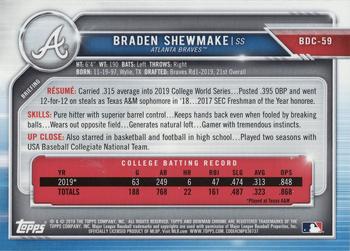 2019 Bowman Draft Sapphire Edition #BDC-59 Braden Shewmake Back
