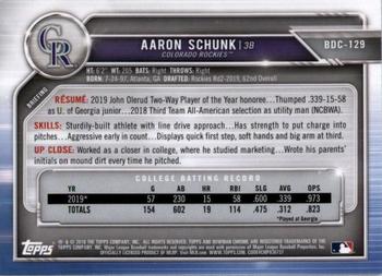 2019 Bowman Draft Sapphire Edition #BDC-129 Aaron Schunk Back