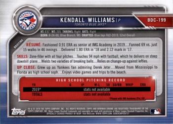 2019 Bowman Draft Sapphire Edition #BDC-199 Kendall Williams Back
