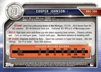 2019 Bowman Draft Sapphire Edition #BDC-200 Cooper Johnson Back