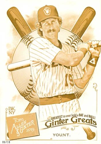 2019 Topps Allen & Ginter Ginter Greats 5x7 - Gold 5x7 #GG-50 Robin Yount Front