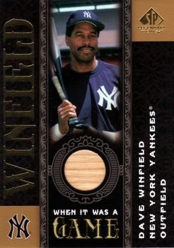 2007 SP Legendary Cuts - When it Was a Game Memorabilia #WG-DW Dave Winfield Front