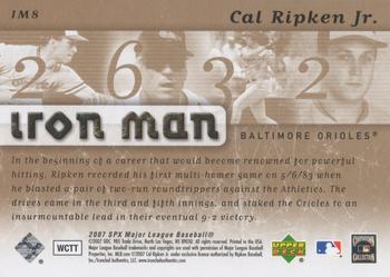 2007 SPx - Iron Man #IM8 Cal Ripken Jr. Back