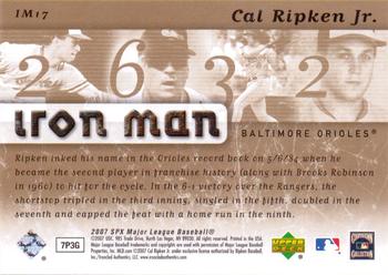 2007 SPx - Iron Man #IM17 Cal Ripken Jr. Back