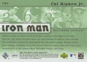 2007 SPx - Iron Man Platinum #IM6 Cal Ripken Jr. Back