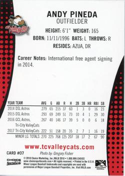2018 Choice Tri-City ValleyCats #7 Andy Pineda Back