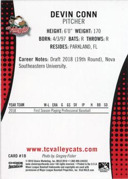 2018 Choice Tri-City ValleyCats #18 Devin Conn Back
