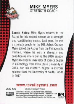 2018 Choice Tri-City ValleyCats #39 Mike Myers Back