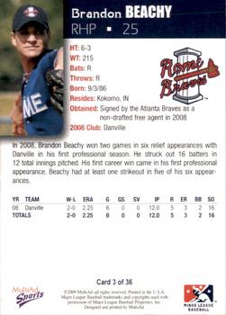 2009 MultiAd Rome Braves #3 Brandon Beachy Back