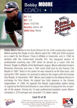 2009 MultiAd Rome Braves #33 Bobby Moore Back