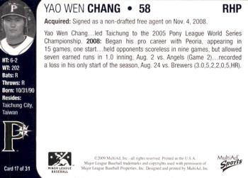 2009 MultiAd Pulaski Mariners #17 Yao Wen Chang Back