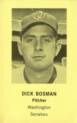 1970 Washington Senators Traffic Safety #NNO Dick Bosman Front