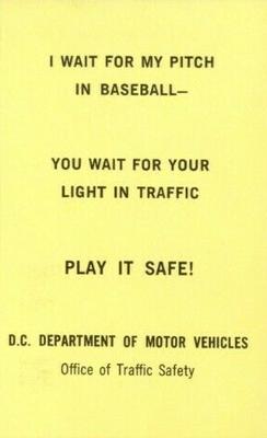 1970 Washington Senators Traffic Safety #NNO Frank Howard Back