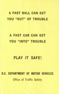 1970 Washington Senators Traffic Safety #NNO Darold Knowles Back