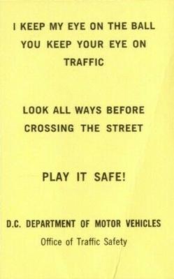 1970 Washington Senators Traffic Safety #NNO Lee Maye Back