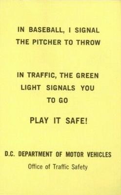 1970 Washington Senators Traffic Safety #NNO John Roseboro Back