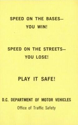 1970 Washington Senators Traffic Safety #NNO Ed Stroud Back