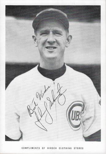 1951 Hirsch Clothing Stores Chicago Cubs B&W Premiums #NNO Johnny Schmitz Front