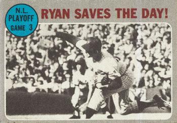 1970 Topps Test Cloth Stickers #NNO N.L. Playoff Game 3 - Ryan Saves the Day! Front