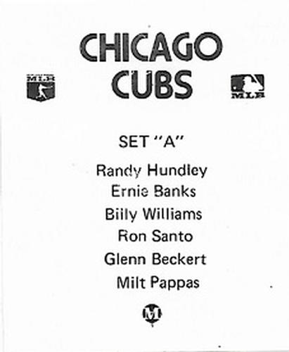 1972 Chicago Cubs Color Picture Pack A #NNO Randy Hundley Back
