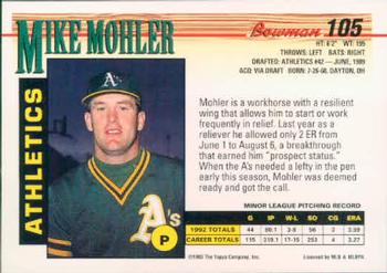 1993 Bowman #105 Mike Mohler Back