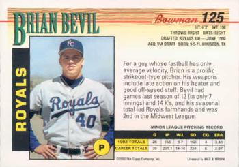1993 Bowman #125 Brian Bevil Back
