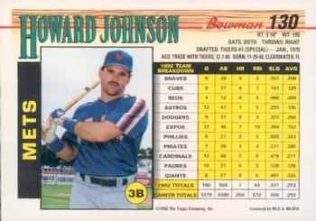 1993 Bowman #130 Howard Johnson Back
