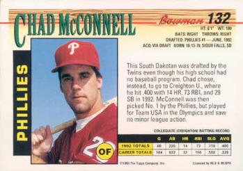 1993 Bowman #132 Chad McConnell Back