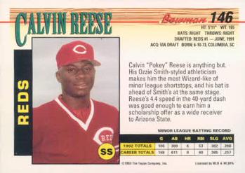 1993 Bowman #146 Calvin Reese Back
