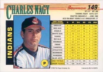 1993 Bowman #149 Charles Nagy Back