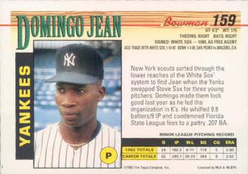 1993 Bowman #159 Domingo Jean Back