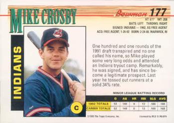 1993 Bowman #177 Mike Crosby Back